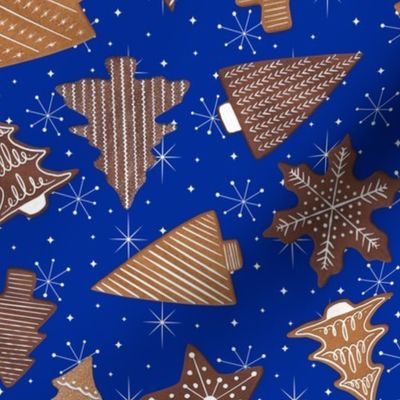 Midcentury Christmas Gingerbread Cookies - Blue