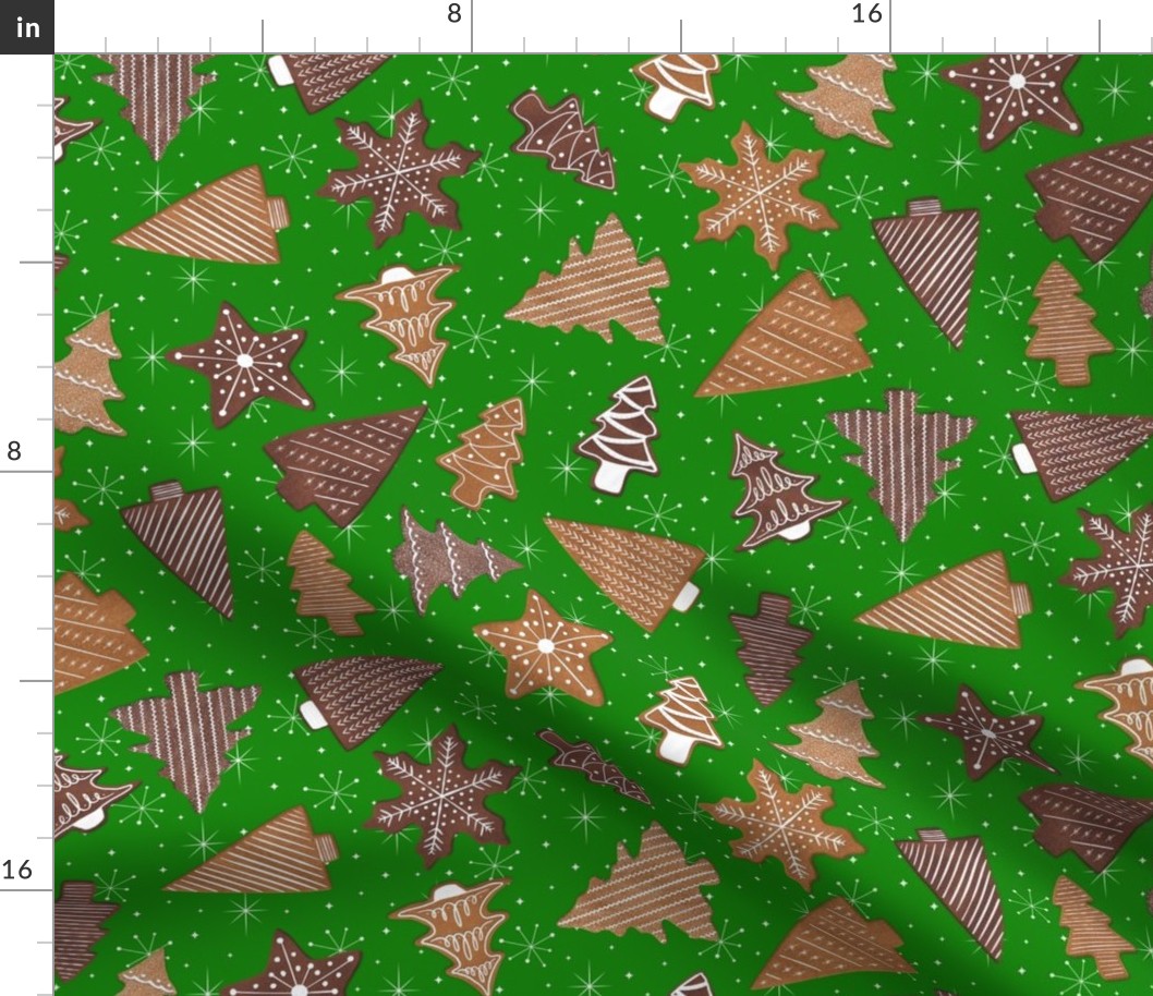 Midcentury Christmas Gingerbread Cookies - Green