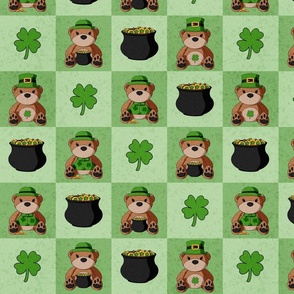 St. Patrick’s Day Teddy Bears Checkerboard