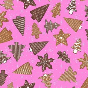 Midcentury Christmas Gingerbread Cookies - Pink