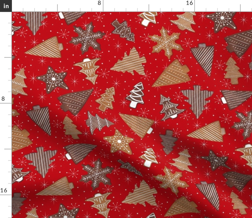 Midcentury Christmas Gingerbread Cookies - Red