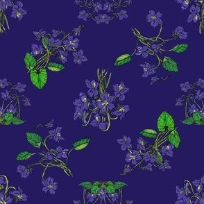 Violet Bouquets Small - Dark Blue