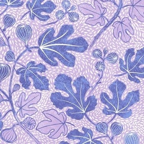 medium - Fig tree brunches in periwinkle, lilac and light lavender - medium scale