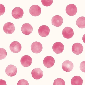 large dots pink cream background