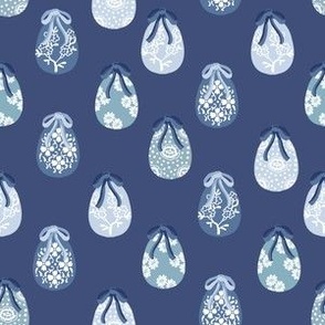 chinoiserie inspired Easter egg fabric - cute preppy blue easter