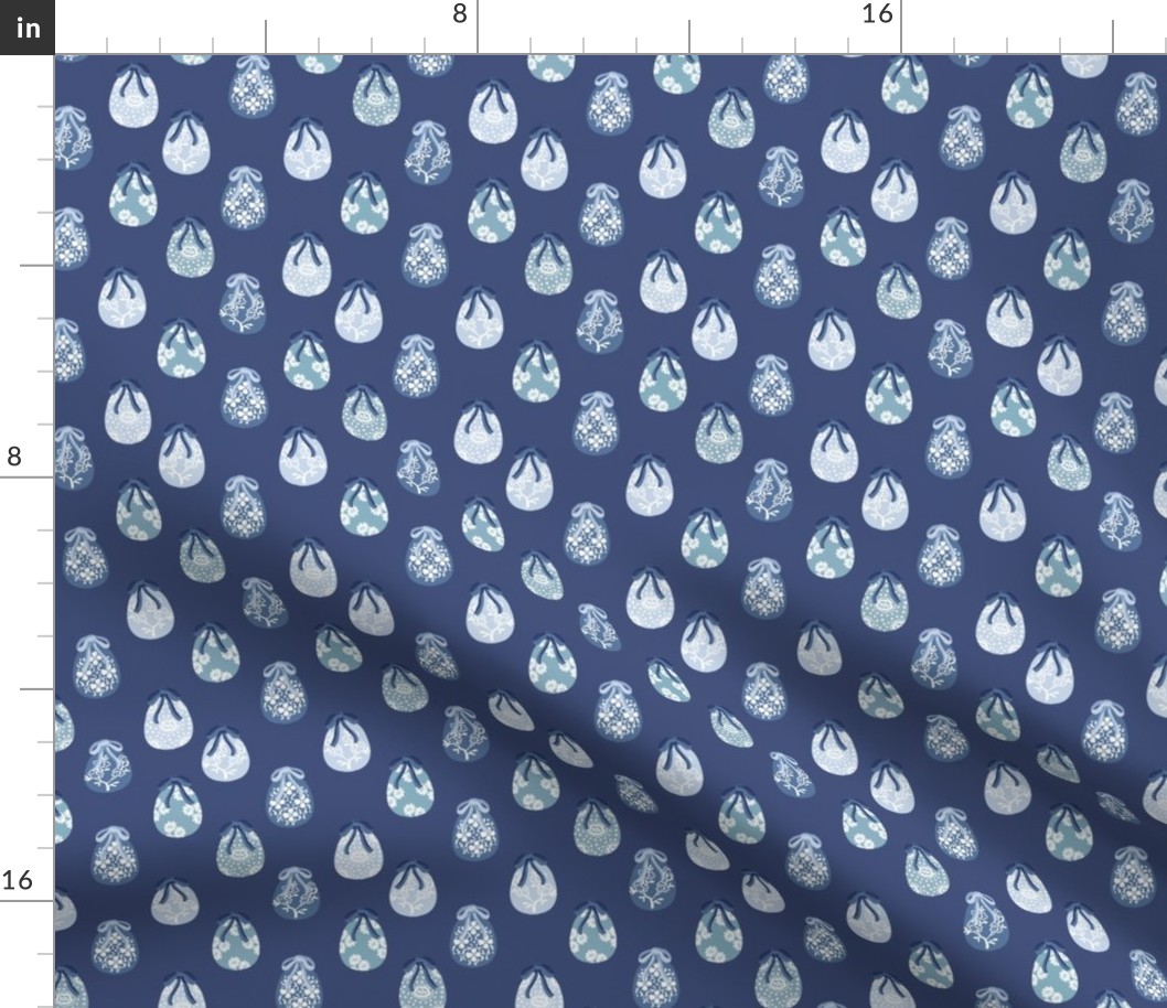 chinoiserie inspired Easter egg fabric - cute preppy blue easter