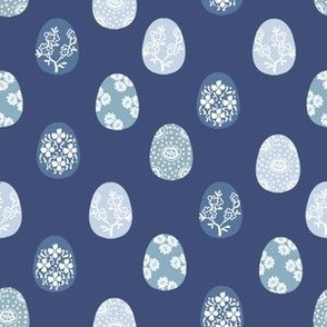 chinoiserie inspired Easter egg fabric - cute preppy blue easter