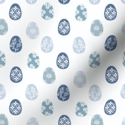 chinoiserie inspired Easter egg fabric - cute preppy blue easter