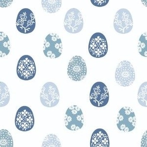 chinoiserie inspired Easter egg fabric - cute preppy blue easter