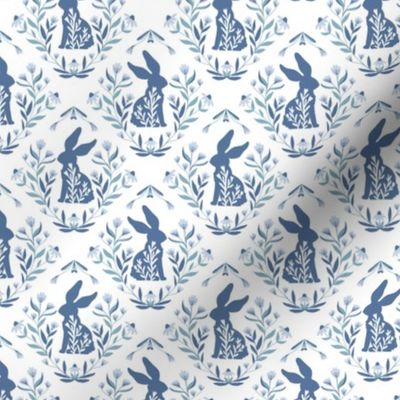 bunny fabric - preppy blue fabric