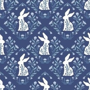 bunny fabric - preppy blue fabric