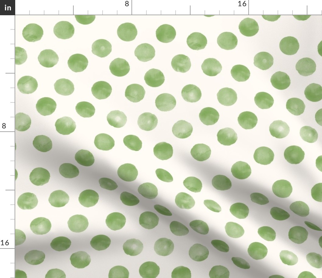 medium dots green cream background
