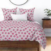 large dots pink gray background