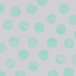 large dots teal gray background