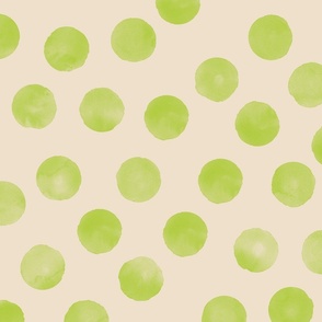 large dots green biege background