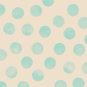 large dots teal biege background