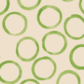 large green circles biege background
