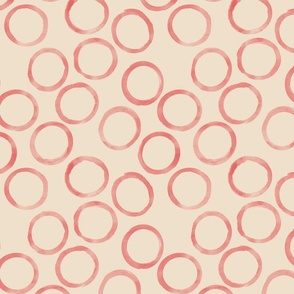 small pink circles biege background