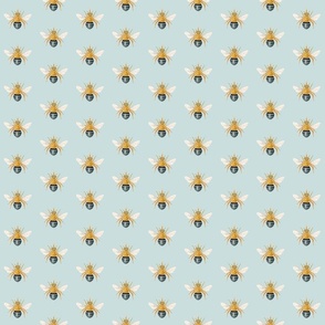 Blue Banded Bee pale blue background