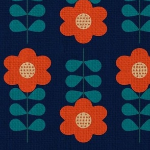 Modern Geometric Orange Flower with Petals Textured