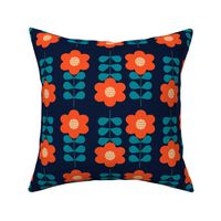  Modern Geometric Orange Flower  with Petals