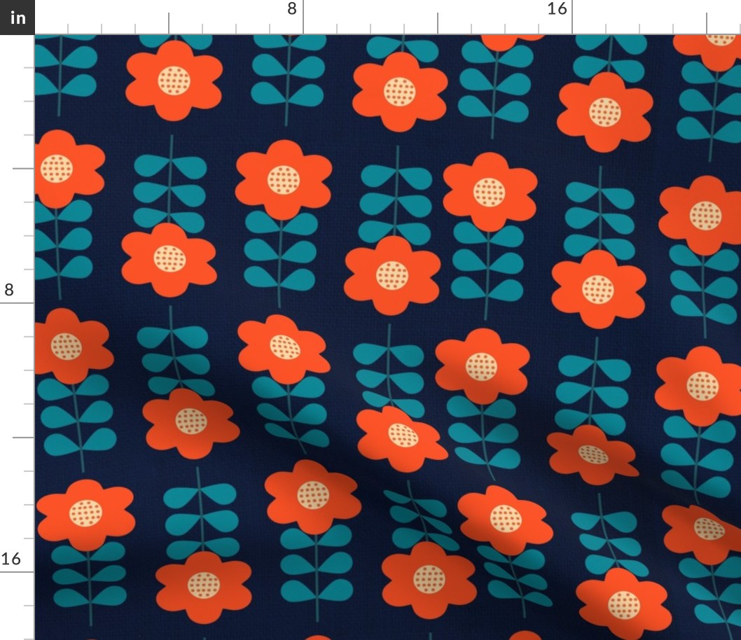  Modern Geometric Orange Flower  with Petals