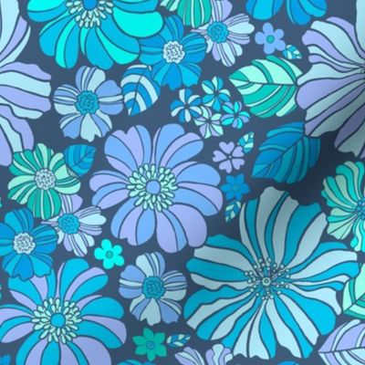 188 Stripey Flowers blue