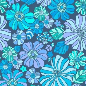 188 Stripey Flowers blue