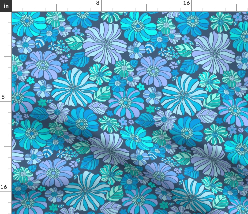 188 Stripey Flowers blue