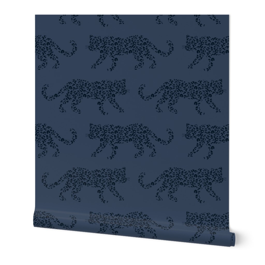 Leopard Parade - Navy Blue / Denim Blue - Large Scale