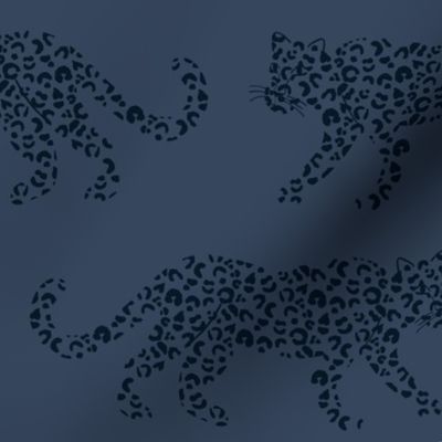 Leopard Parade - Navy Blue / Denim Blue - Large Scale
