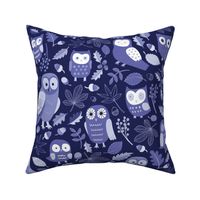 Owls in Autumn - Very Peri Lilac and purple - Medium