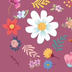 Random Floral Pattern 6 Tapestry Pink Background