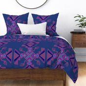 Peruvian Inca Pajaros - Pink Navy Purple - Design 12665380 