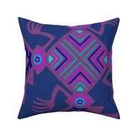 Peruvian Inca Pajaros - Pink Navy Purple - Design 12665380 