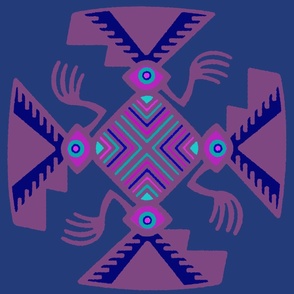 Peruvian Inca Pajaros - Pink Navy Purple - Design 12665380 