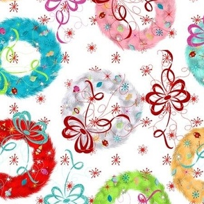 Midcentury Christmas Wreaths - Red