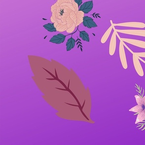 Random Floral Pattern 15 Purple Gradient Background Color