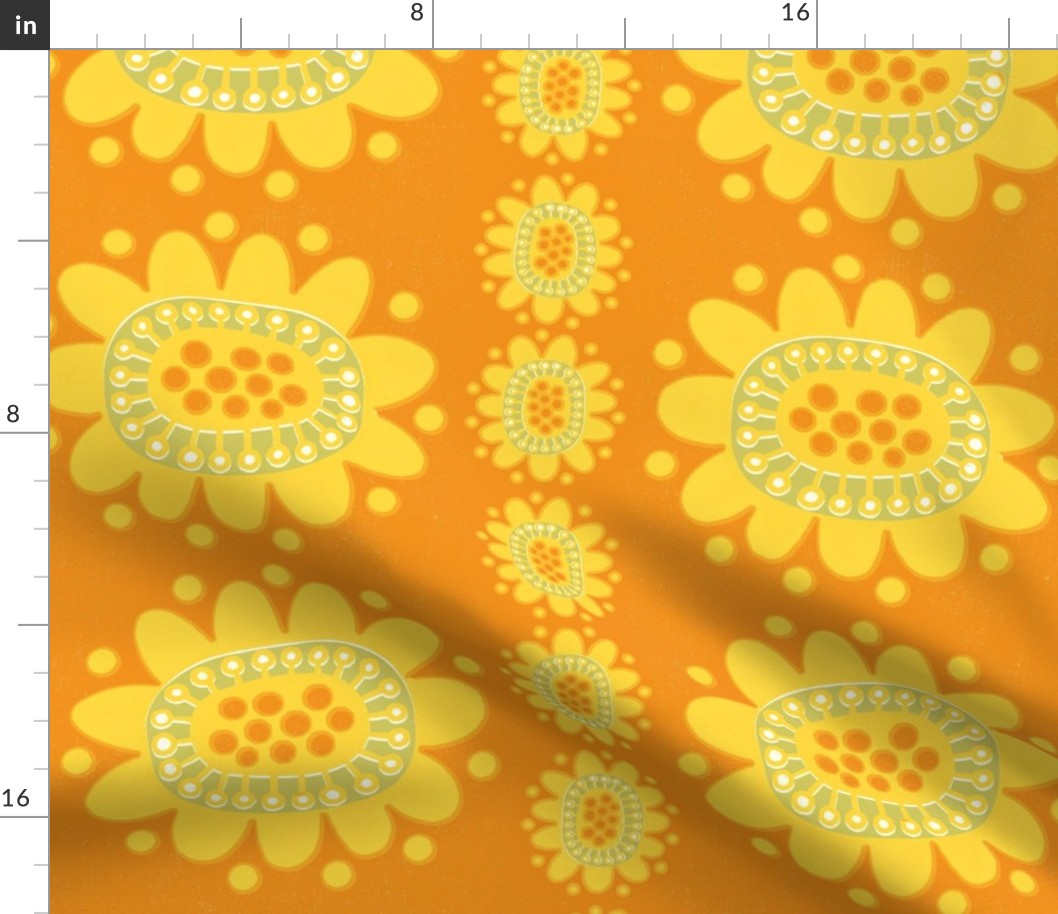 Retro flower Stripe-Orange