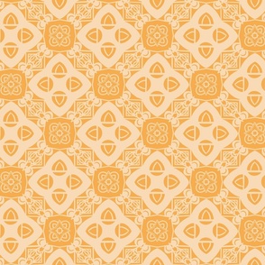 Two-Color Geometric Moroccan Tile, Med Scale - Beige & Yellow