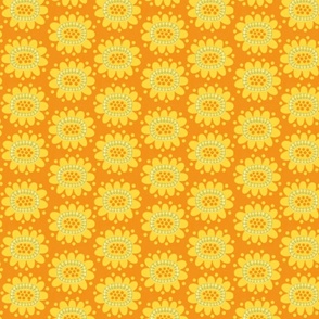 Retro  Flowers Medium-Orange