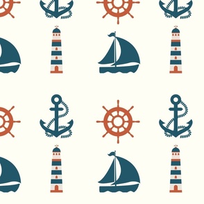 Nautical Theme Sailboats and Anchors