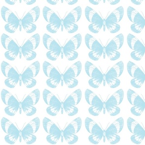 Pattern of a light blue butterflies on white 