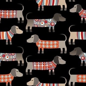 Dachshund Sausage Dogs in Jumpers Dark Small