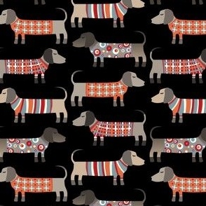 Dachshund Sausage Dogs in Jumpers Dark Tiny