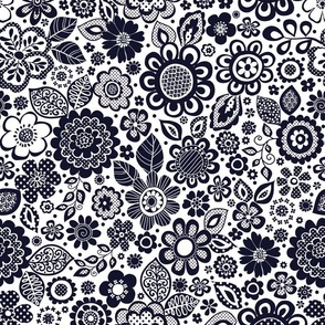 192 Stylised Flowers B and W