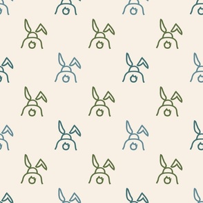 Little Easter Bunnys  in blue green on beige -medium