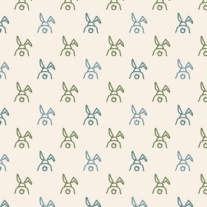 Little Easter Bunnys  in blue green on beige -xxs