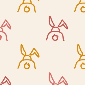 Little Easter Bunnys  in red on beige -xl