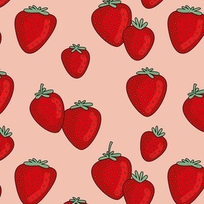Little boho fruit garden strawberry illustration neutral vintage baby nursery design red  blush apricot 